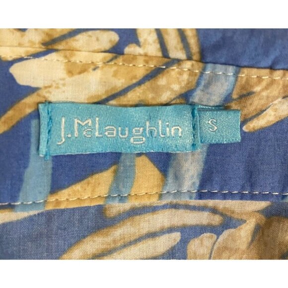 J.McLaughlin Dress Button Front Belt Blue Tan Size Small S - Picture 4 of 5